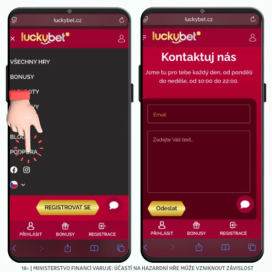 Kontaktní formulář LuckyBet
