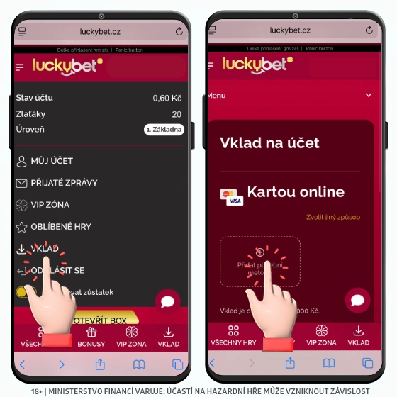 LuckyBet vklad kartou online
