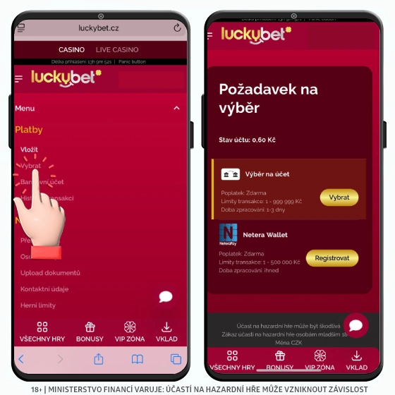 LuckyBet výběr peněz 