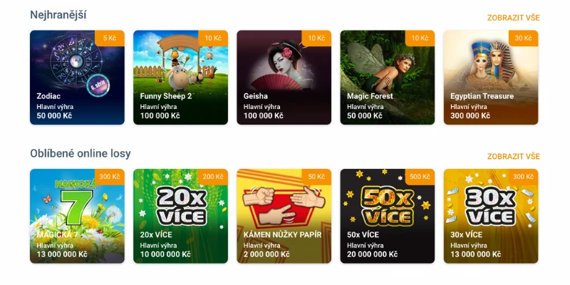 Nové Korunka online stírací losy
