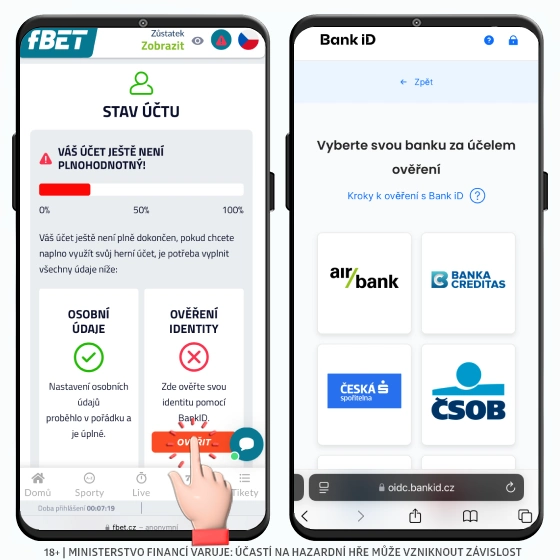 fBET ověření Bank ID