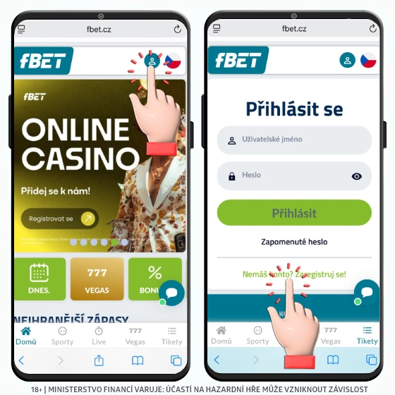 Registrace ve fBET