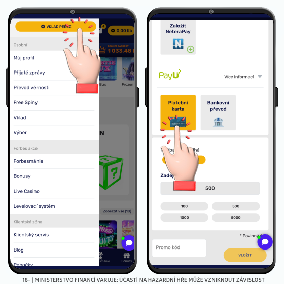 Forbes casino - vklad platební kartou