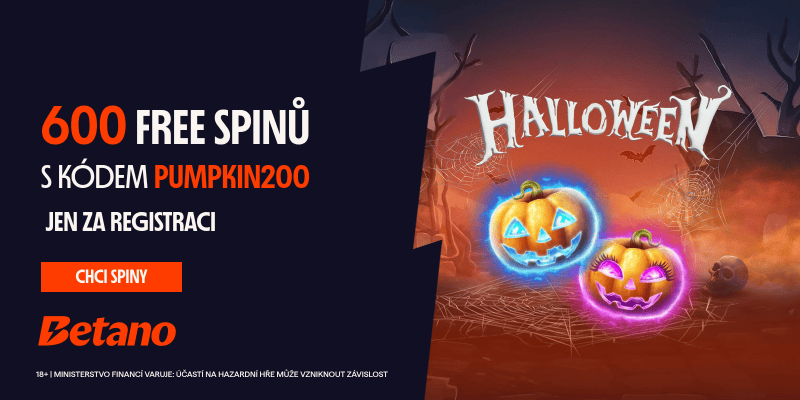600 free spinů ZDE Betano - Halloween promo kód Pumpkin200