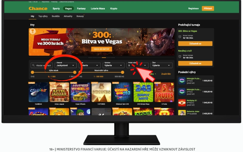Chance - pětiválcové automaty s jackpotem