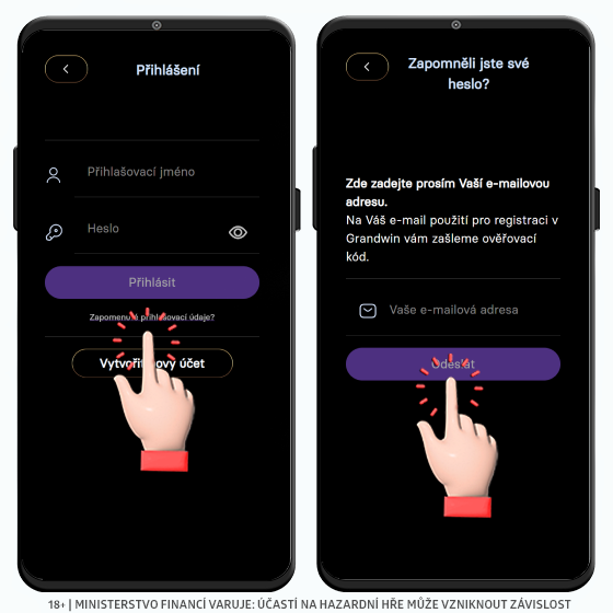Grandwin casino přihlášení a zapomenuté heslo