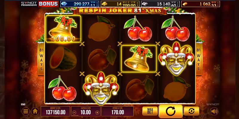 Hrát vánoční automat ZDE! Vánoční automat Respin Joker 81 Xmas
