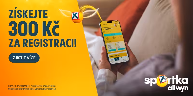 300 Kč za registraci ZDE Allwyn 300 Kč za registraci