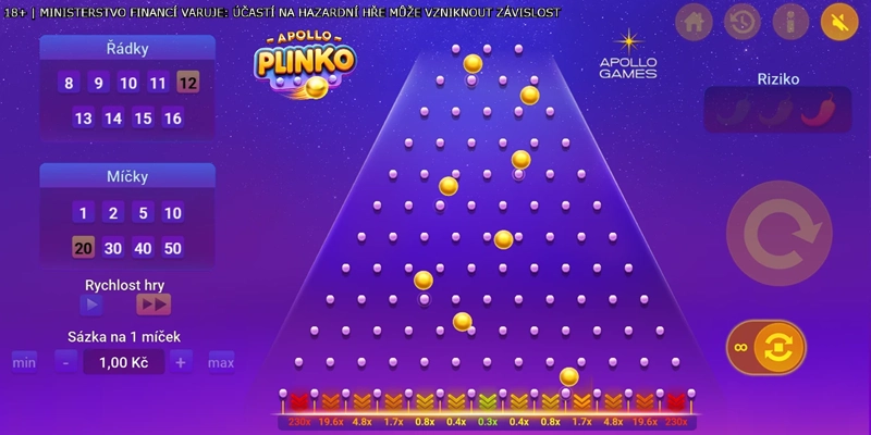 Online hra Apollo Plinko v casinu Sazka