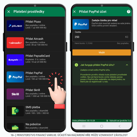 Vložit do Chance přes PayPal Chance vklad přes PayPal