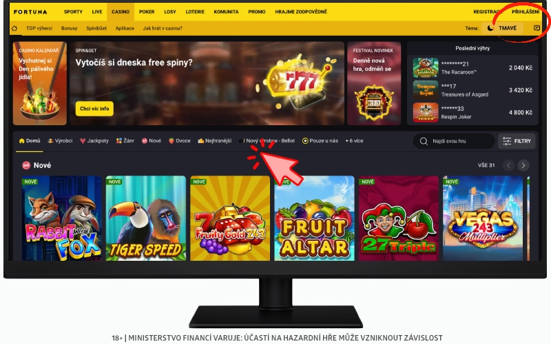 Fortuna přihlášení z pc