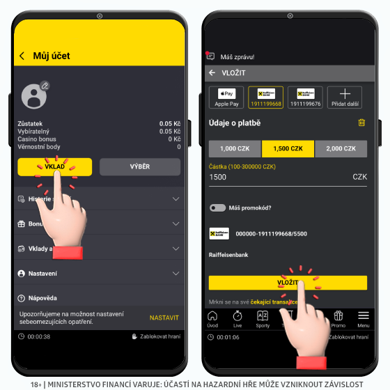 Fortuna vklad převodem