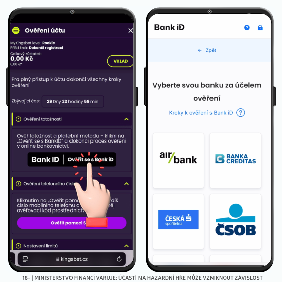 Kingsbet registrace a ověření totožnosti