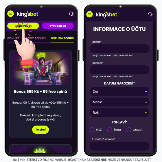 Kingsbet registrace z mobilu