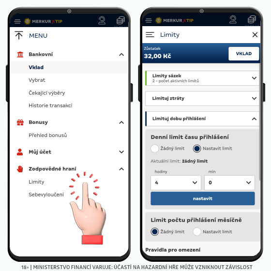 Nastavení herních limitů v casinu MerkurXtip