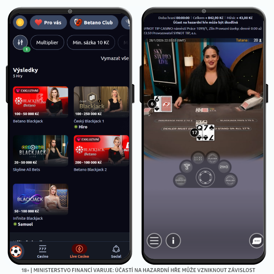 Online blackjack v casinu Betano