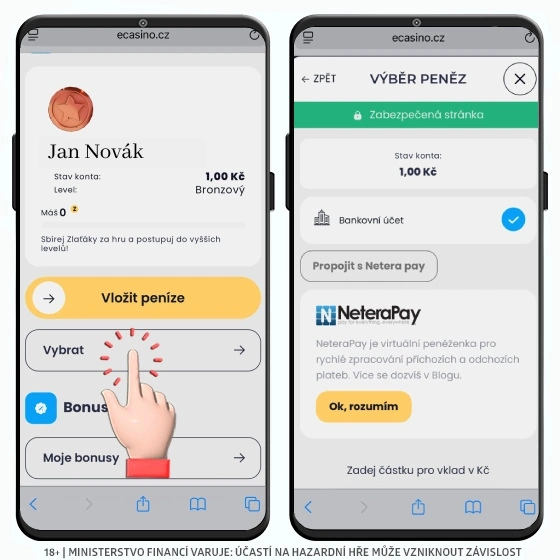 výběr peněz v e-casinu