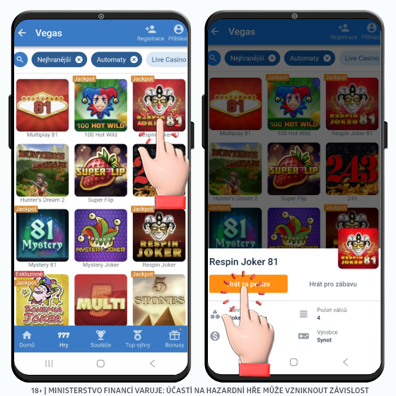 Tipsport Vegas automaty o peníze
