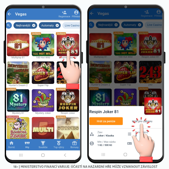 Jak hrát automaty zdarma u Tipsport casina