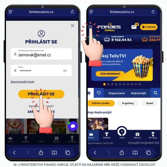 Forbes přihlášení - menu