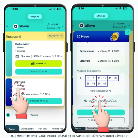 20 Mega v Allwyn výsledky