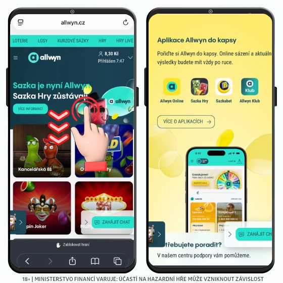 Allwyn mobilní aplikace 