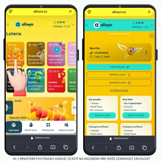 Sportka v Allwyn Allwyn Sportka