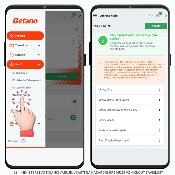 Betano herní limity