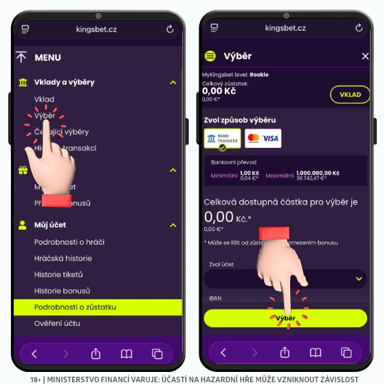 Provést výběr z Kinsgbet Kingsbet výběr peněz