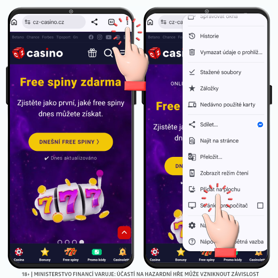CZ CASINO aplikace do mobilu