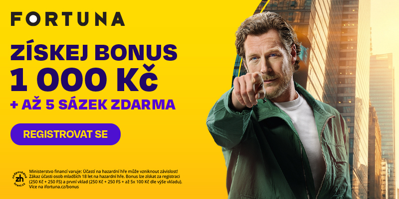 Fortuna bonus 1 000 Kč + 5 sázek