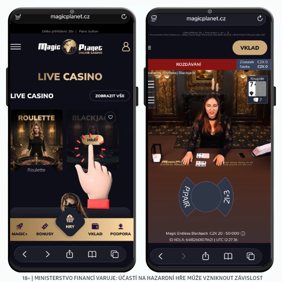 magic planet live casino blackjack