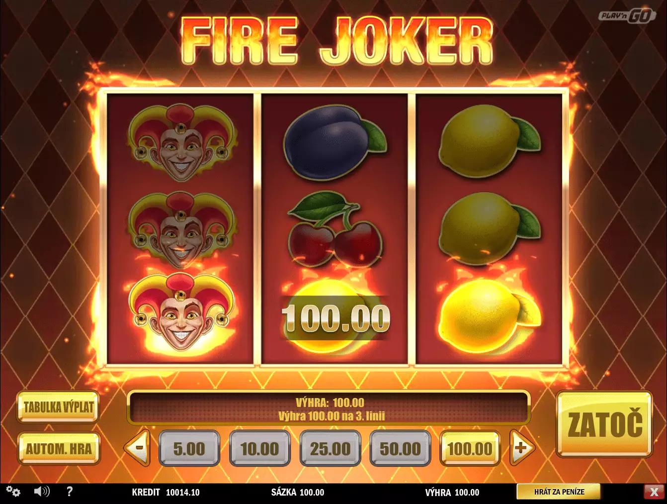 Play'n GO automat Fire Joke - hrajte zdarma v Tipsport Vegas